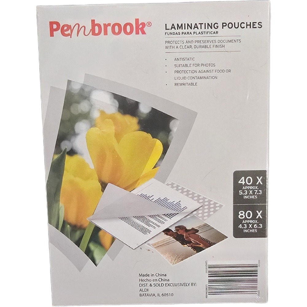Pembrook Laminating Pouches 120 Piece Variety Pack 5.3x7.3 and 4.3x6.3 Clear New